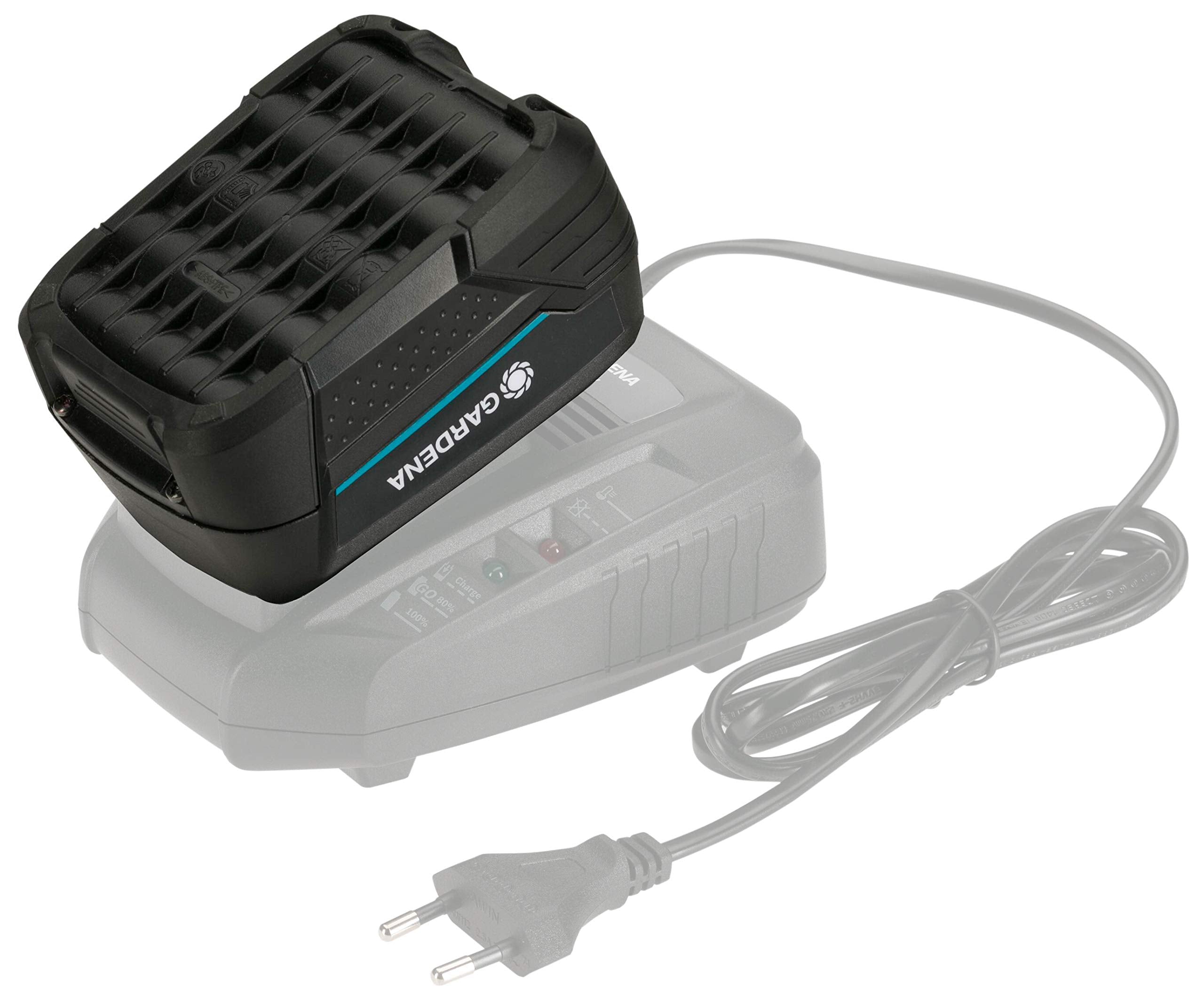 Gardena System Akku P4A PBA 18V/72: Zubehör für viele Gardena Gartengeräte (Trimmer, Bläser und Heckenscheren), mit 4,0 Ah Kapazität, die Ladezeit beträgt ca. 90 Minuten (14905-20)