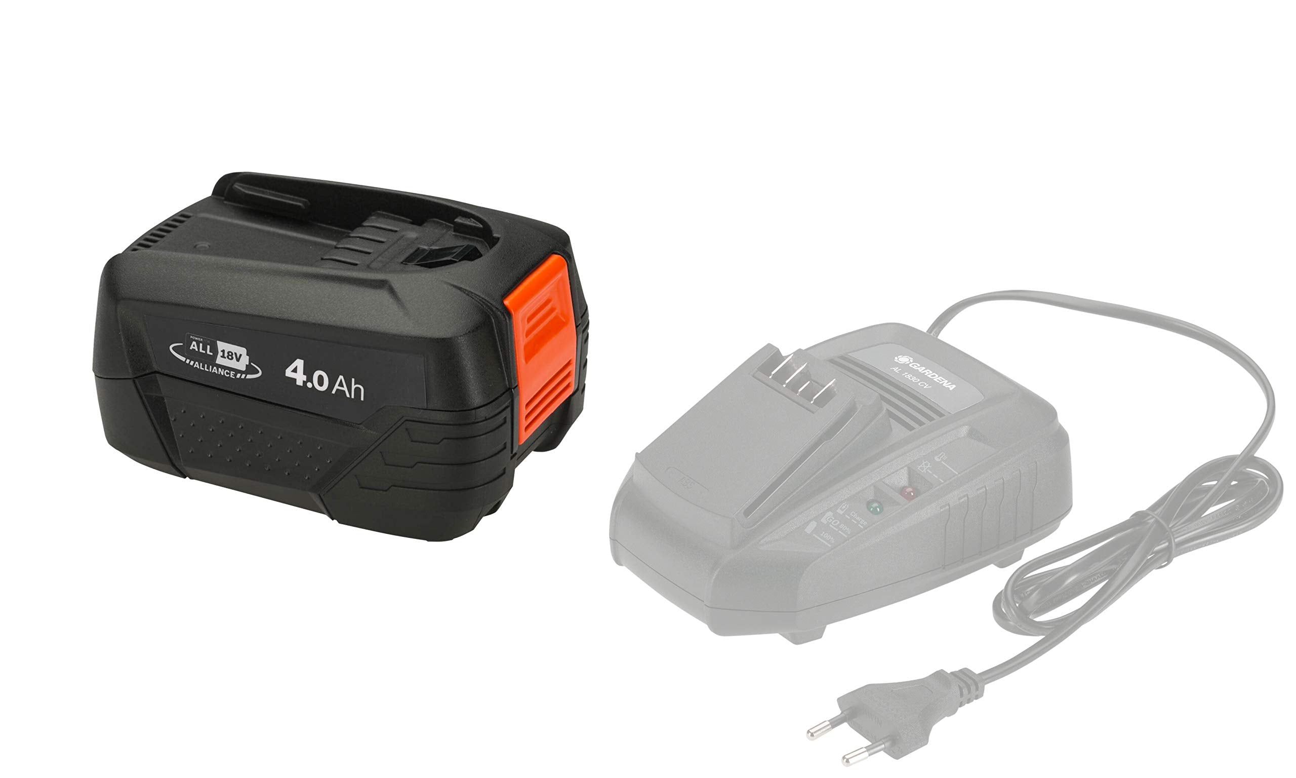 Gardena System Akku P4A PBA 18V/72: Zubehör für viele Gardena Gartengeräte (Trimmer, Bläser und Heckenscheren), mit 4,0 Ah Kapazität, die Ladezeit beträgt ca. 90 Minuten (14905-20)