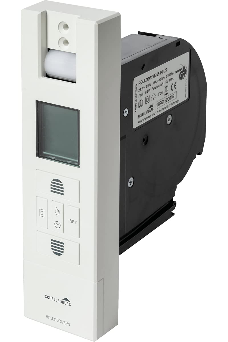 Schellenberg 22766 Elektrischer Gurtwickler RolloDrive 65 Plus Unterputz Rolladenantrieb, bis 6 m² Rollladenfläche, 10 Nm, Gurtband 23 mm, Zugkraft max. 45 kg, mit Display, Zeit- und Astrofunktion