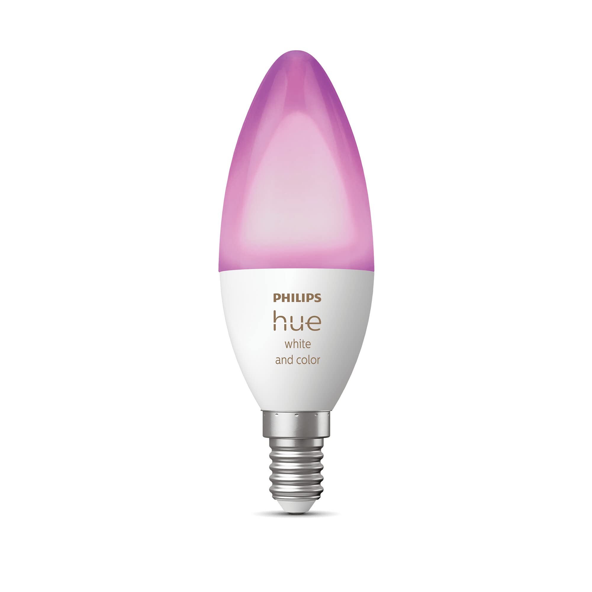 Philips Hue White & Color Ambiance E14 LED Lampe (470 lm), dimmbares LED Leuchtmittel für das Hue Lichtsystem mit 16 Mio. Farben, smarte Lichtsteuerung über Sprache und App, 1er Pack