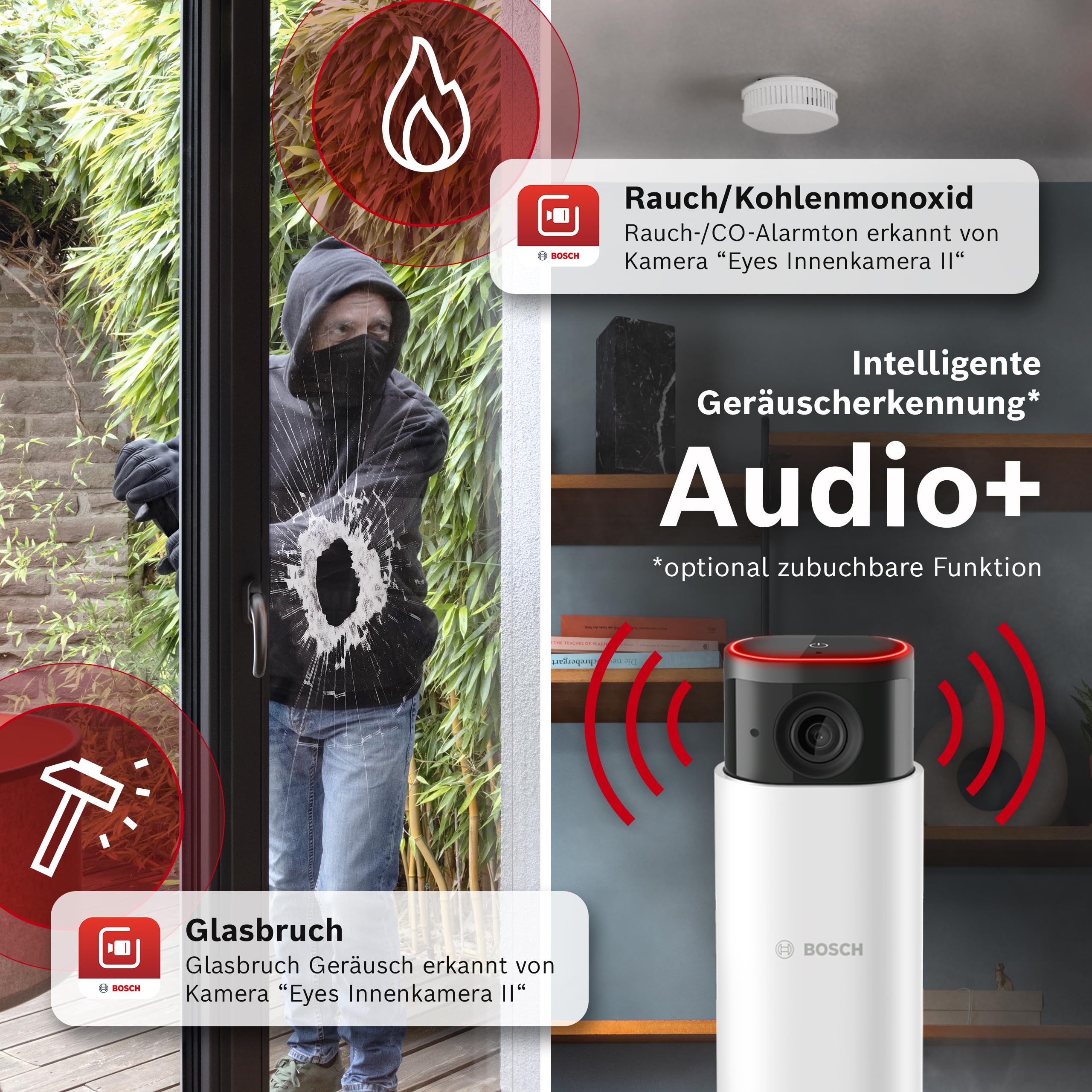 Bosch Smart Home Eyes Innenkamera II, WLAN Überwachungskamera für den Innenbereich mit intelligenter Personenerkennung, kompatibel mit Amazon Alexa