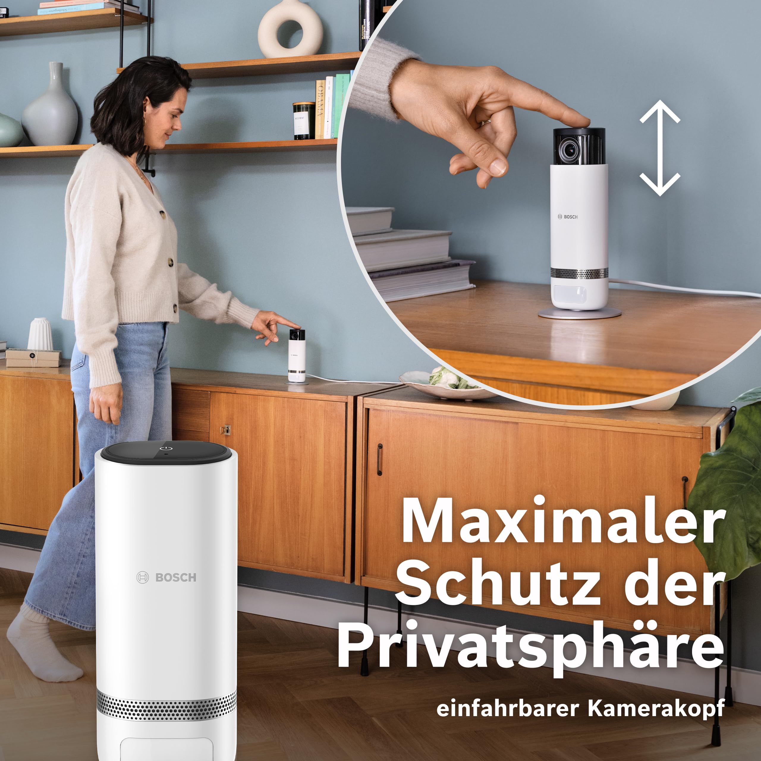 Bosch Smart Home Eyes Innenkamera II, WLAN Überwachungskamera für den Innenbereich mit intelligenter Personenerkennung, kompatibel mit Amazon Alexa
