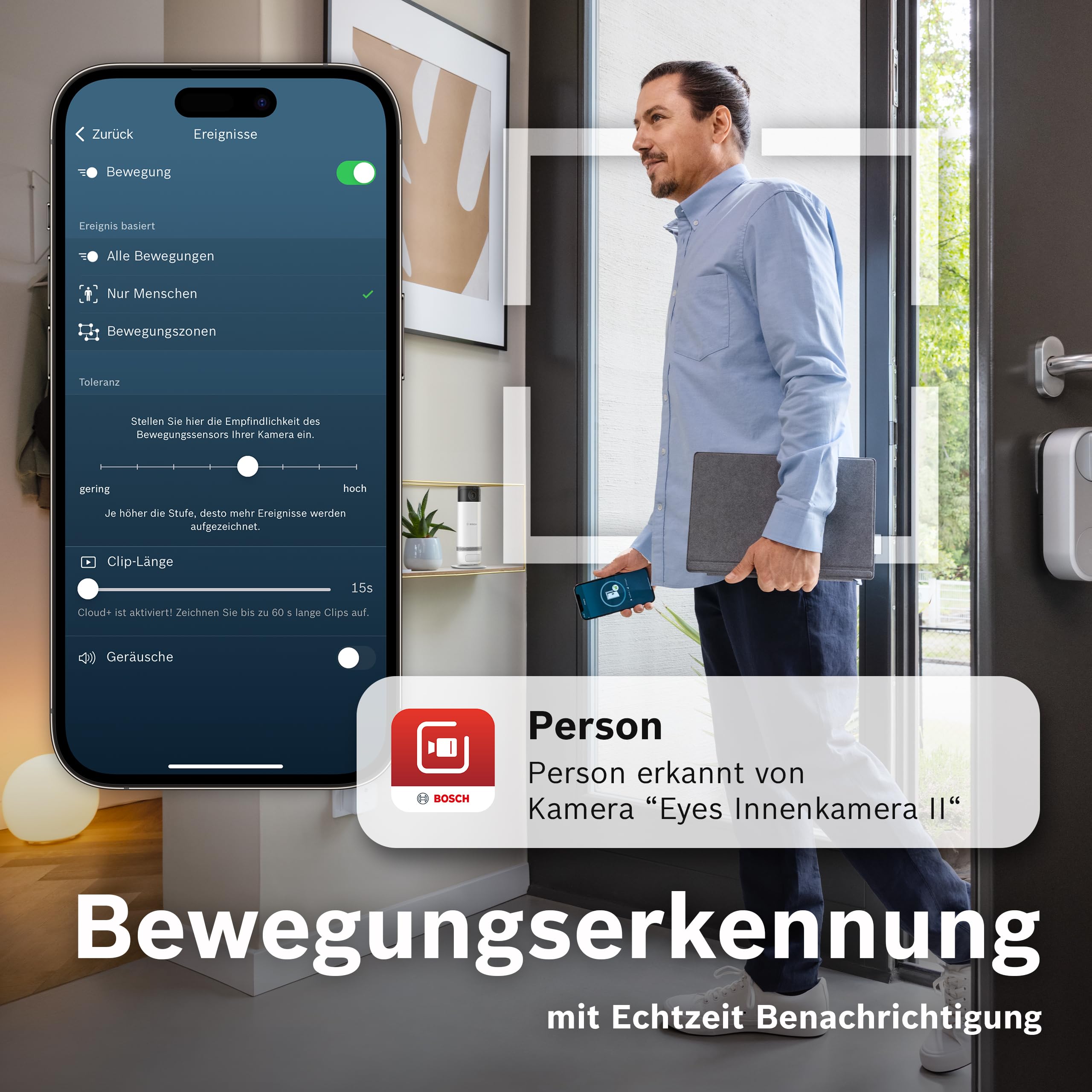 Bosch Smart Home Eyes Innenkamera II, WLAN Überwachungskamera für den Innenbereich mit intelligenter Personenerkennung, kompatibel mit Amazon Alexa