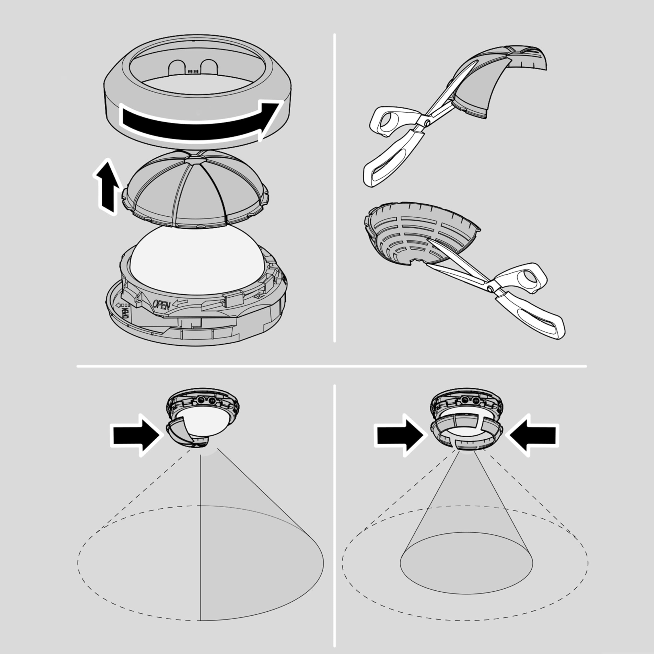 Steinel Bewegungsmelder IS 360-3 weiß, 2000 W Schaltlast, 360° PIR Sensor, 12 m Reichweite, LED geeignet, Deckenmontage