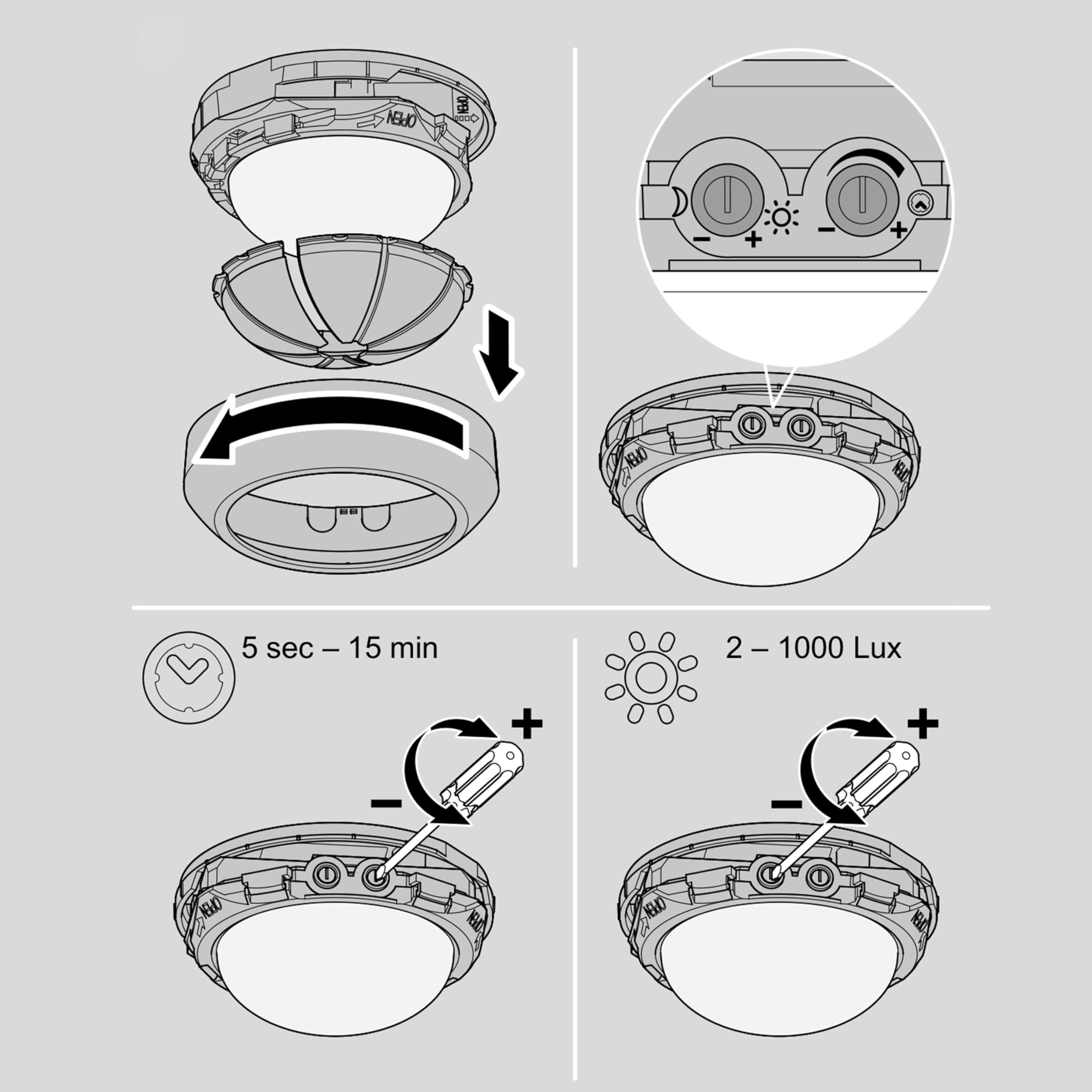 Steinel Bewegungsmelder IS 360-3 weiß, 2000 W Schaltlast, 360° PIR Sensor, 12 m Reichweite, LED geeignet, Deckenmontage