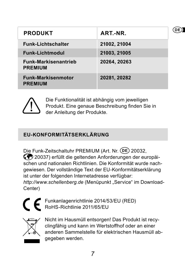 Schellenberg 20032 Smart Home Funk-Zeitschaltuhr Premium, 5 Kanal, Steuerung für Rolläden, Licht, Steckdosen und Markisen